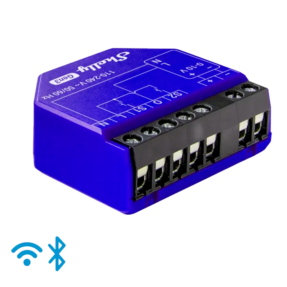 SHELLY DIMMER 01 10V GEN3 REGULADOR DE INTENSIDADE DE LUZ/MOTORES E VALVULAS INTELIGENTE WIFI,BLUETOOTH