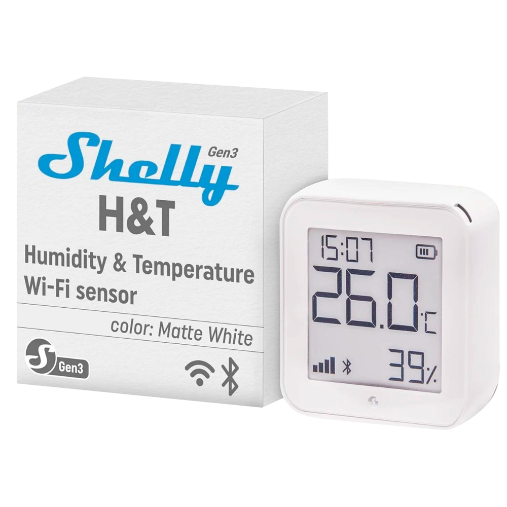 SHELLY HT SENSOR INTELIGENTE DE HUMIDADE E TEMPERATURA  WIFI, BLUETOOTH