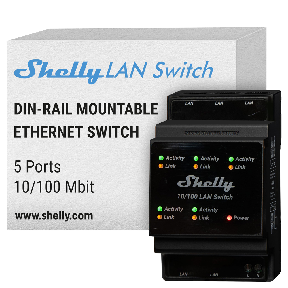 SHELLY LAN SWITCH MONTAGEM DIN, LAN