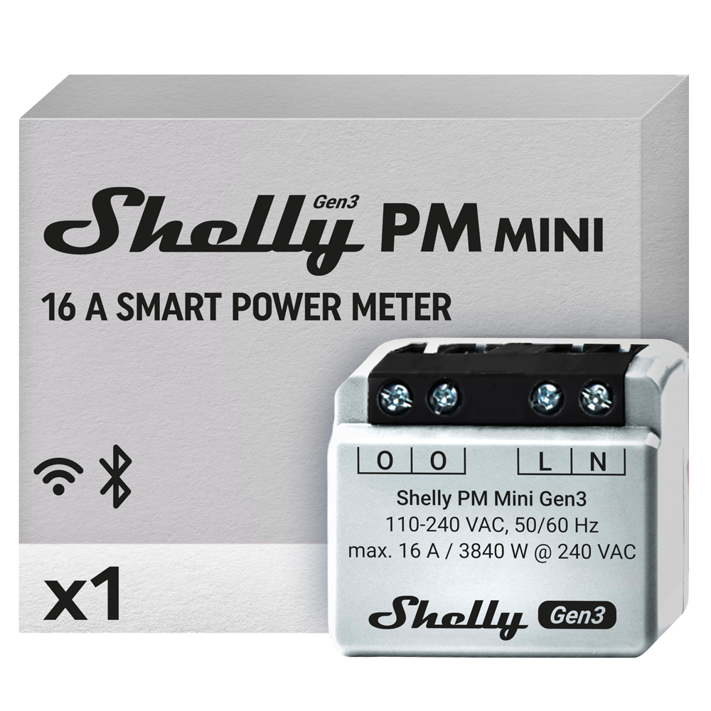 SHELLY PM  MINI GEN 3 ( 1CH - 16A MAX ) INTERRUPTOR INTEL. WIFI, BLUETOOTH