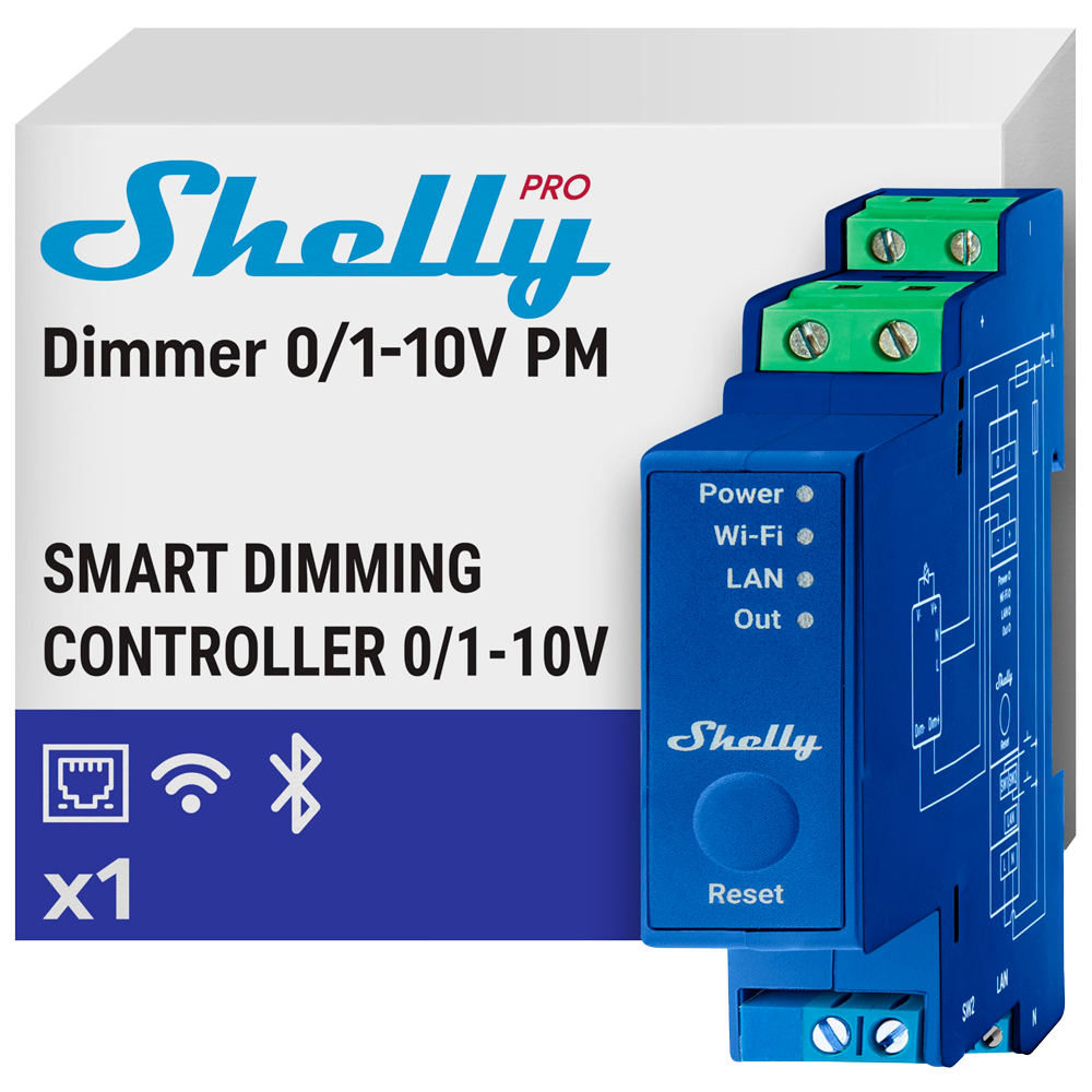 SHELLY PRO DIMMER 01-10V-PM ATENUADOR PROFISSIONAL (MAX 16A) MONTAGEM DIN-WIFI,BLUETOOTH,LAN