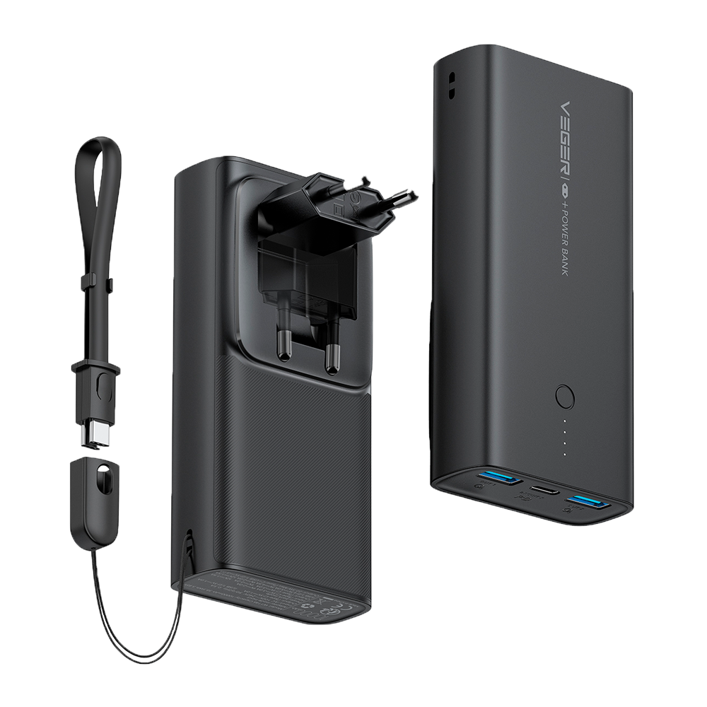 VEGER POWER BANK COM LED DE CARREGAMENTO 10.000MAH