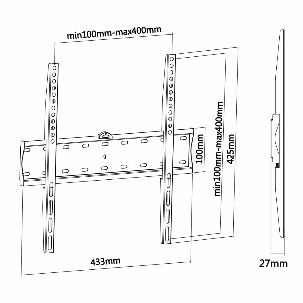 SUPORTE DE PAREDE ATÉ 40KG 400x400mm DIST. A PAREDE 27mm 32