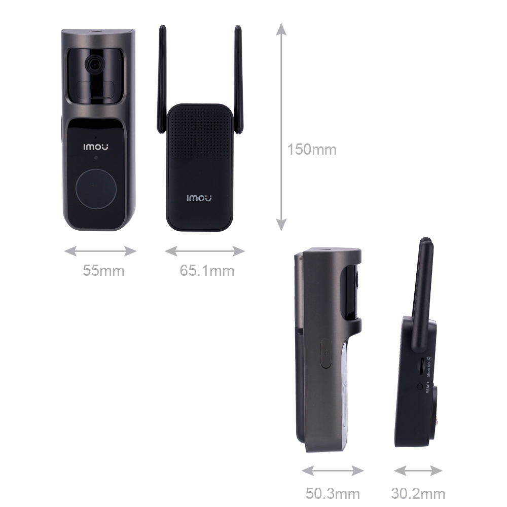 VIDEOPORTEIRO IMOU WIFI 3MP 2.3MM IR 5M AUDIO BI/CAMPAINHA