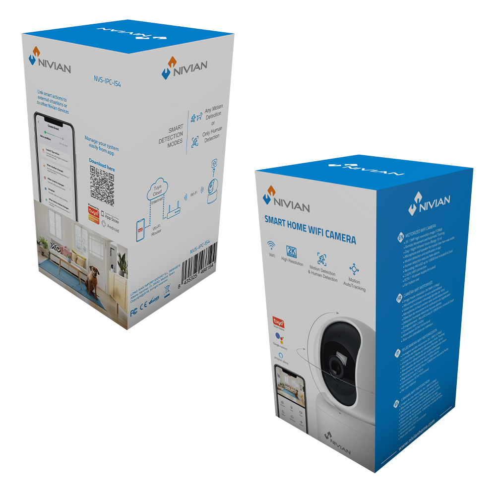 CAMARA DE INTERIOR NIVIAN 2K WIFI MICRO SD ATE 128 Gb